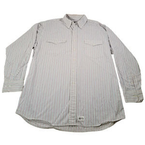 Wall's Authentic Ranch Wear Men's Button-Up Long-Sleeved Dress Shirt Large